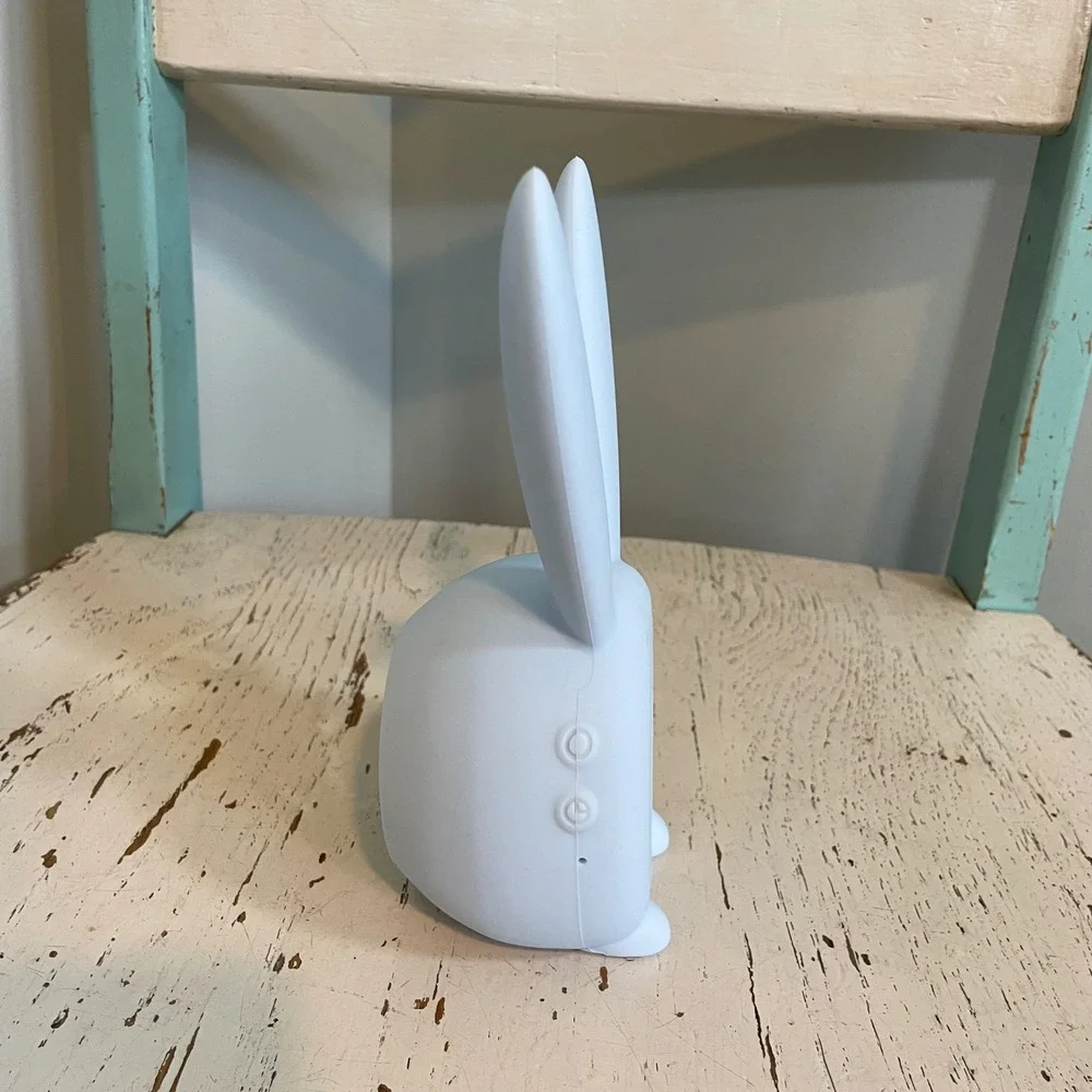 Anmones Bunny Alarm Clock Blue Silicone Digital LED Night Light USB Cute Charger
